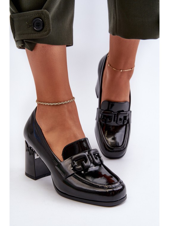 Stilingi moteriški batai ant plataus kulno - MR38-973 BLACK