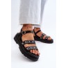 Moteriški juodi dekoruoti sandalai - 100-396 BLACK