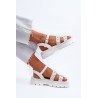 Moteriški balti dekoruoti sandalai\n - 100-396 WHITE