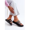 Moteriški juodi ekologiški odiniai sandalai su sagtimis Valmira - P-1368 BLACK