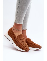 Komfortiški zomšiniai batai moterims - 22-325 CAMEL