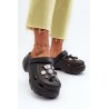 Stilingos moteriškos kroksų stiliaus šlepetės su platforma - L71-61 BLACK