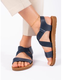 Wsuwane sandały damskie niebieskie - 1458BL