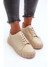 Smėlio spalvos moteriški suvarstomi odiniai batai - 23PB32-5739 BEIGE