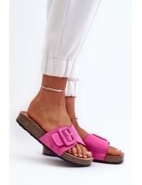 Women's Sandals with Buckle Eco Suede Pink Laeltia - XZ-001 FUSHIA