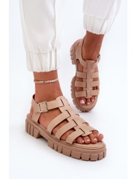 Smėlio spalvos moteriški romėniški sandalai  - N75-4 BEIGE