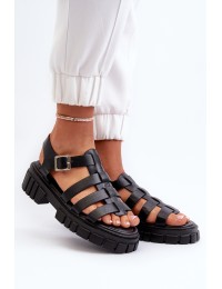 Women's Black Roman Sandals Rosarose - N75-4 BLACK