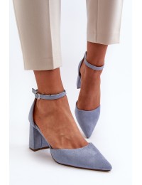 High Heel Pumps with Pointed Toe Eco Suede Blue Halene - Y2385-1 BLUE