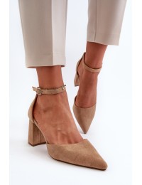 Pumps with Pointed Toes in Beige Faux Suede Halene - Y2385-1 KHAKI