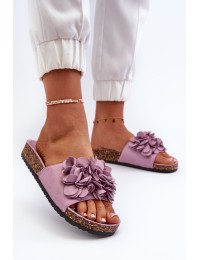 Women's Sandals on Cork Platform with Eco Suede Purple Jaihini - TL8-110 PURPLE