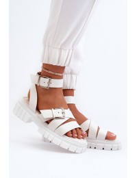 Women's White Eco Leather Strap Sandals Eladira - N75-29 WHITE