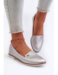 Women's Silver Flat Heel Loafers Enzla - W-98 SILVERY