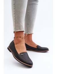 Women's Black Flat Heel Loafers Enzla - W-98 BLACK
