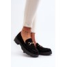 Zomšiniai moteriški batai su aukso spalvos ekcentu - F003 BLACK