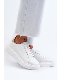 White Women's Leather Platform Sneakers Danida - 24SP18-6873 WHITE