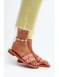 Women's Flat Heel Sandals Orange Traivea - W-125 ORANGE