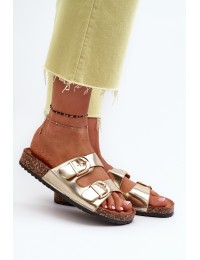 Women's Cork Platform Sandals with Gold Straps Doretta - THS-95 GOLD