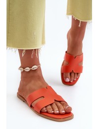 Women's Flat Slippers with Cutouts Orange Fiviama - SS-223 ORANGE