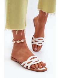 Women's eco leather flat heel sandals white Moldela - W-159 WHITE