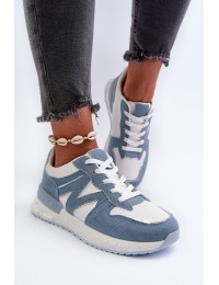Women's Denim Sneakers Made of Eco Leather Blue Kaimans - A88-173 BLUE