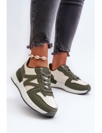 Women's Sneakers Made of Faux Leather Green Caimans - A88-173 GREEN