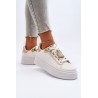 Balti batai ant platformos su stilinga puošmena - TV_LA279 GOLD
