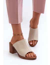 Elegant Light Women's Sandals with Heels Beige Varnila - 24SD98-6763 BEIGE