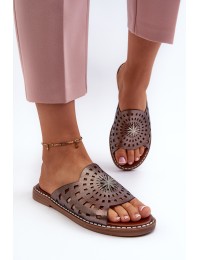 Shiny Women's Flat Sandals with Copper Embellishment Ebirena - RMR2266-4 C.ZŁOTY