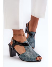 Women's Turquoise Faux Leather High Heel Sandals Queenmarie - ASA228-3 ZIELONY
