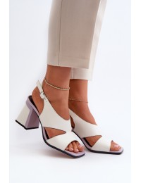 Women's Sandals with White Stiletto Heel D&A MR38-153 - MR38-153 WHITE