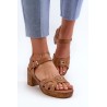 Moteriški sandalai iš rudos odos\n - 24SD98-6758 CAMEL
