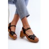 Moteriški sandalai iš juodos odos\n - 24SD98-6758 BLACK