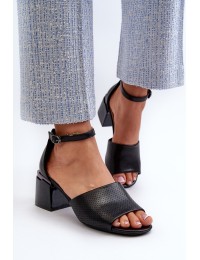 Women's High Heel Sandals in Black Eco Leather Horissa - 62114 BK