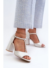 Suede High Heel Sandals with Silver Rhinestones Aniya - 20195 SI