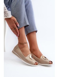 Women's pumps with eco leather ornament in gold Biolita - ASA135-16 ZŁOTY