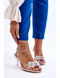 Elegant Transparent Sandals With Decoration Silver Lilah - MR-X951 SILVER