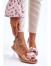Elegant Transparent Sandals With Decoration Nude Lilah - MR-X951 PINK