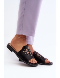 Shiny Women's Sandals With Decorations S.Barski KV27-063 Black - KV27-063 BLACK