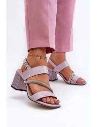Women's Elegant Sandals with Stiletto Heel Purple D&A MR38-549 - MR38-549 L.PURPLE