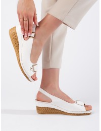 Białe sandały na niskiej koturnie espadryle - GD-FL1239W
