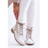 Moteriški balti odiniai batai su užtrauktuku  - 3186 BIAŁY GROCH