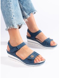 Niebieskie sandały na koturnie - GD-FL1246J.BL
