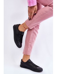 Klasikiniai odiniai laisvalaikio batai moterims - 22SP02-1500 BLACK