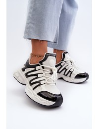 Women's sneakers on chunky sole white Ellerai - NB633P WHT/BLK