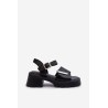 Moteriškos madingos odinės juodos basutės Vinceza  - 36257 CZARNY