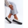 Moteriški odiniai batai su platforma ir grandinėlės detale - LR618 WHITE