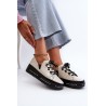 Suvarstomi moteriški kreminės spalvos odiniai batai - LR620 BEIGE