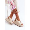 Smėlinės spalvos moteriškos odinės basutės su papuošimu - TV_24SD08-6865 BEIGE