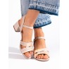 Smėlio spalvos blizgūs moteriški sandalai Sergio Leone - SK-894BE