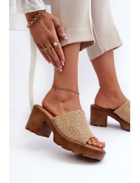 Moteriški sandalai su pintomis detalėmis - 24SD98-6989 BEIGE